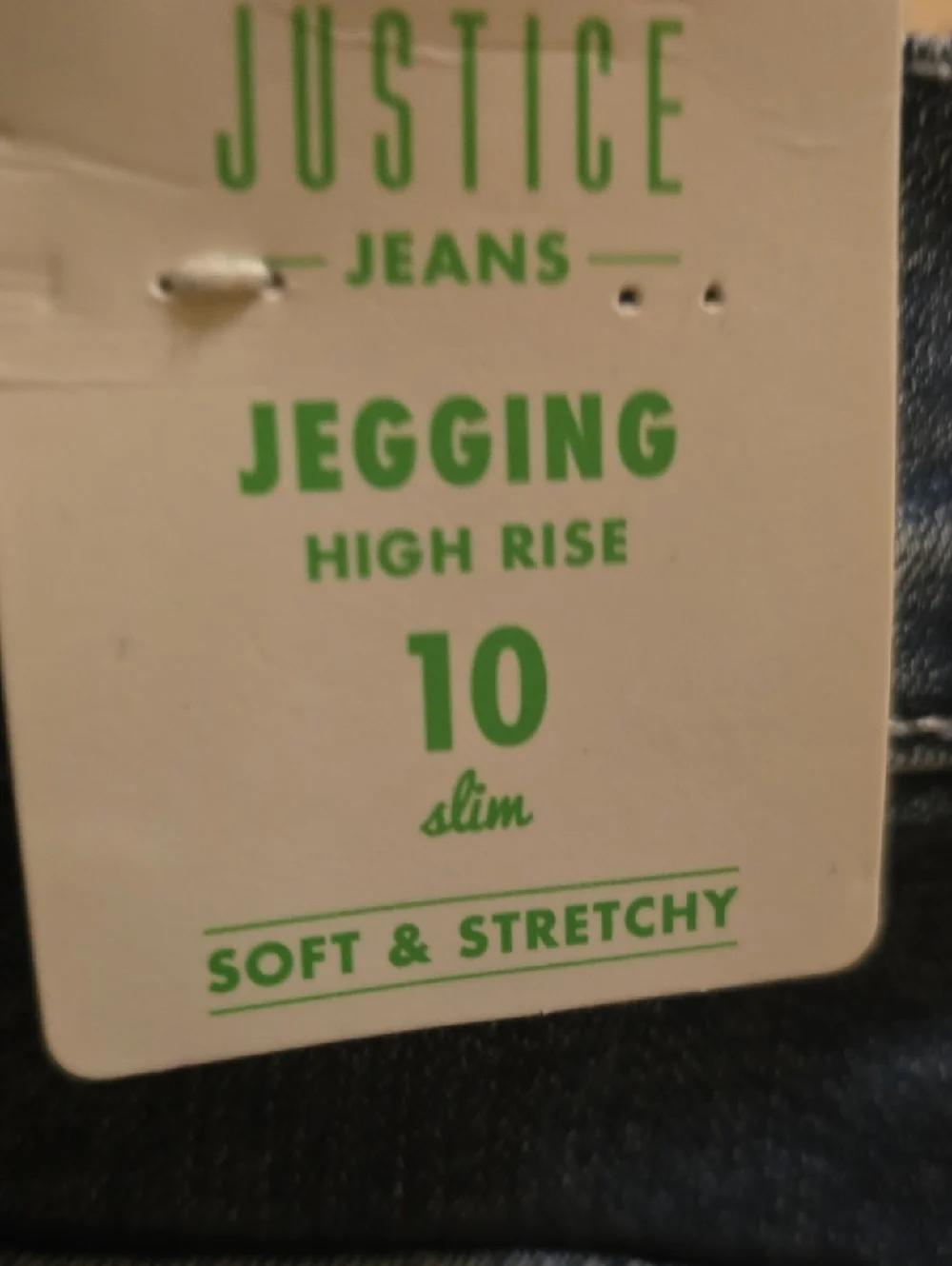 Justice Jeans Girls Size 10 Slim Blue Jegging High Rise Stretchy Button Fly
